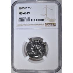 1995-P WASHINGTON QUARTER  NGC MS-66 PL POP 2