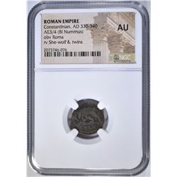AD 330-340 CONSTANTINIAN AE3/4 BI NUMMUS NGC AU