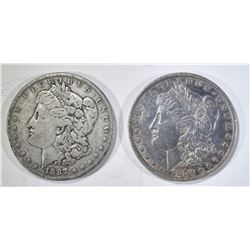 1878 7TF AU & 1887 F MORGAN DOLLARS