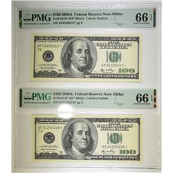 2 2006A $100 FED. RES. NOTE DALLAS PMG 66 EPQ