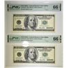 Image 1 : 2 2006A $100 FED. RES. NOTE DALLAS PMG 66 EPQ