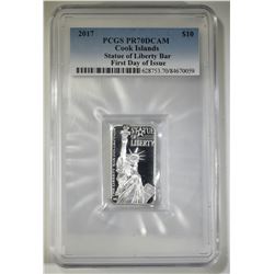 2017 COOK ISLANDS $10 PCGS PR-70 DCAM