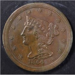 1854 HALF CENT  CH ORIG UNC