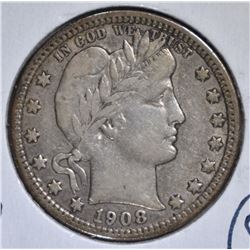 1908-D BARBER QUARTER  XF/AU