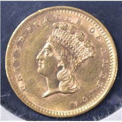 1856 $1 GOLD, CH BU- SLANTED "5"