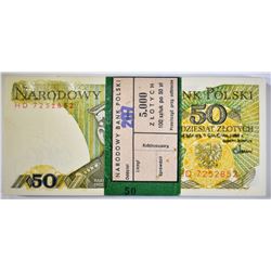 PACK OF 1988 POLAND 50Z NOTES CRISP