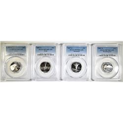 4- 2007-S STATE QUARTERS, ALL PCGS PR-70 DCAM