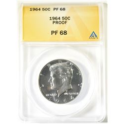 1964 KENNEDY HALF, ANACS PF-68