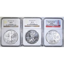 3- NGC EAGLES; 2013-S MS-69 EARLY RELEASE,