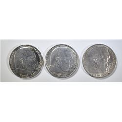 LOT OF 3 GERMANY THIRD REICH 2 RECIHSMARK