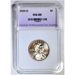 2000-D SACAGAWEA DOLLAR APCG SUPERB GEM+ BU