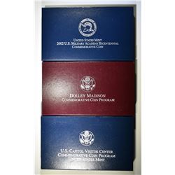 3-MODERN PROOF COMMEM SILVER DOLLARS