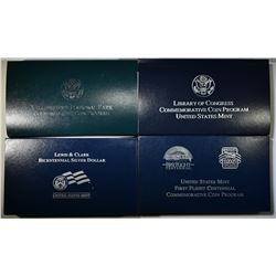 4-MODERN UNC COMMEM SILVER DOLLARS