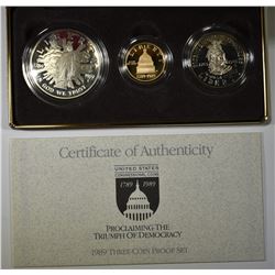 1989 PF CONGRESSIONAL 3-PIECE SET WITH $5.00 GOLD