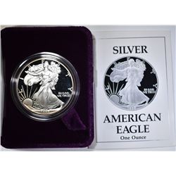 1989-S PROOF AMERICAN SILVER EAGLE IN ORIG BOX/COA