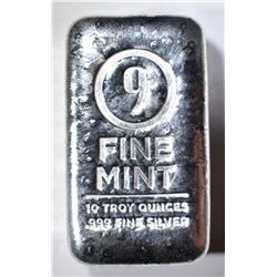 TEN OUNCE .999 SILVER BAR 9-FINE MINT