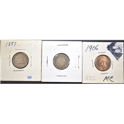CENT LOT; 1857 VG FLYING EAGLE, 1860 GOOD INDIAN,