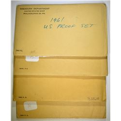 PROOF SETS; 1961, 63, & 2-64 IN ORIG PACK AND 1962