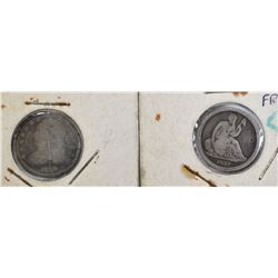 1835 BUST DIME & 1937 SEATED DIME, BOTH GOOD