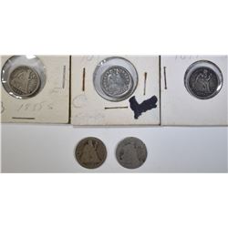 SEATED DIMES; 1888-S VG, 1853 FINE CLEANED,