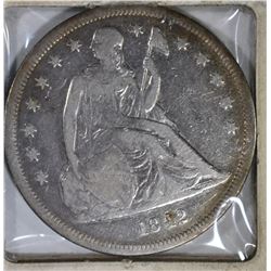 1842  SEATED DOLLAR, VG CLEANED