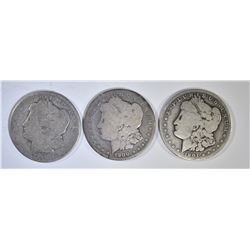 3 CIRC MORGANS; 2- 1900-O & 1- 1901-O