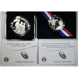 LOT OF 2 COMMEMORATIVE COINS:
