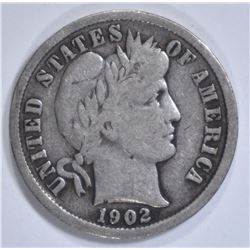 1902-S FINE BARBER DIME