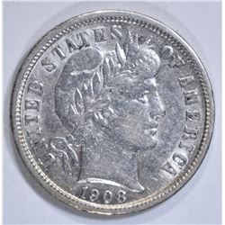 1908-D BARBER DIME AU/BU