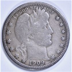 1909-O BARBER QUARTER FINE, KEY DATE