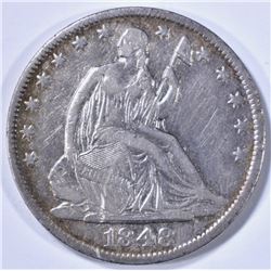 1848-O SEATED LIBERTY HALF DOLLAR XF/AU