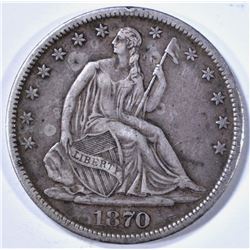 1870-S SEATED LIBERTY HALF DOLLAR XF