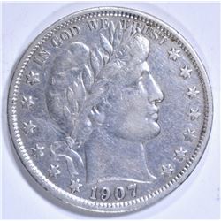 1907-S BARBER HALF DOLLAR XF