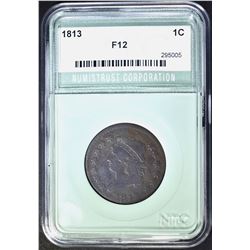 1813 LARGE CENT, NTC FINE
