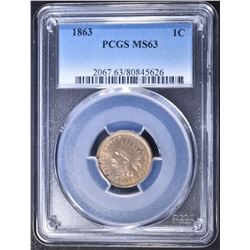 1863 INDIAN CENT PCGS MS-63