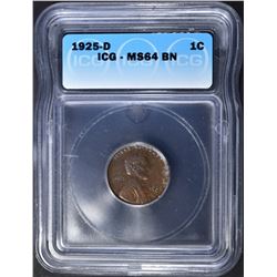 1925-D LINCOLN CENT ICG MS-64 BR