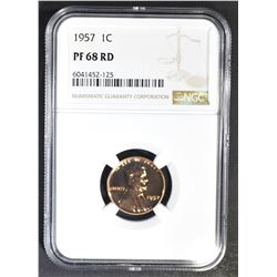 1957 LINCOLN CENT NGC PF-68 RD
