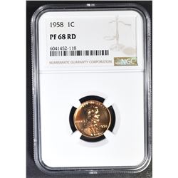 1958 LINCOLN CENT NGC PF-68 RD