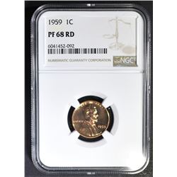 1959 LINCOLN CENT NGC PF-68 RD