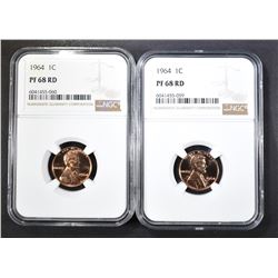 2 1964 LINCOLN CENTS NGC PF-68 RD