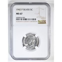 1942-P SILVER JEFFERSON NICKEL NGC MS-67