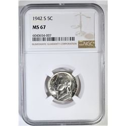 1942-S SILVER JEFFERSON NICKEL NGC MS-67