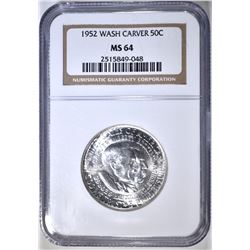 1952 WASHINGTON/CARVER COMMEM HALF NGC MS-64