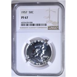 1957 FRANKLIN HALF DOLLAR, NGC PF-67