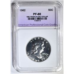1962 FRANKLIN HALF DOLLAR, APCG SUPERB GEM+ PROOF