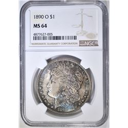 1890-O MORGAN DOLLAR, NGC MS-64 COLOR