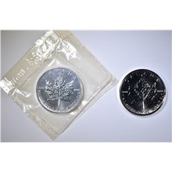 2-1998 1-oz SILVER CANADIAN MAPLE LEAF COINS