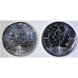 2- 2006 BU CANADIAN 1oz SILVER MAPLE LEAF COINS
