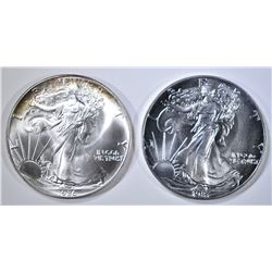 1986 & 87  BU AMERICAN SILVER EAGLES