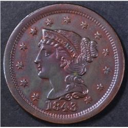 1843 LARGE CENT  BU BN